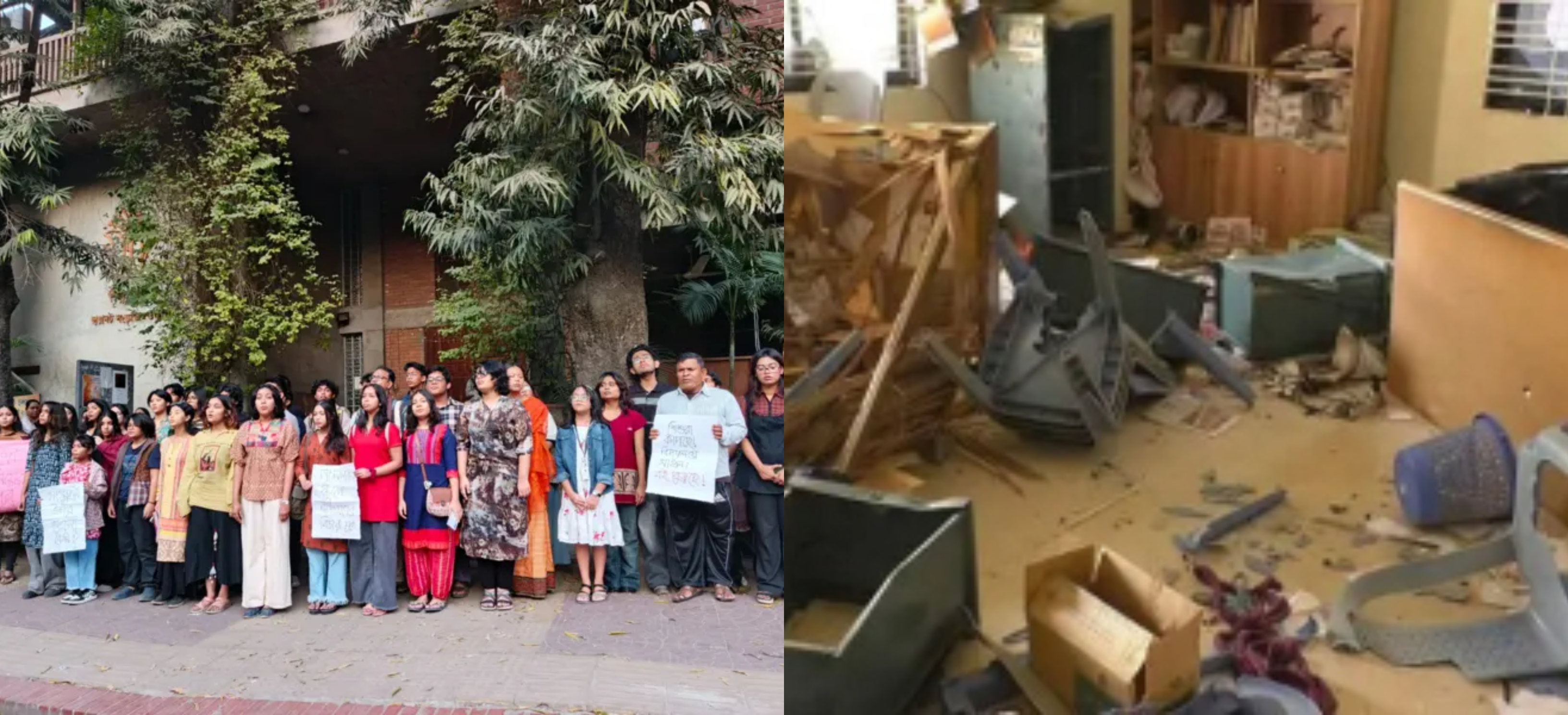 ছায়ানটে হামলা: শিক্ষক, শিক্ষার্থী ও সাংস্কৃতিক কর্মীদের প্রতিবাদ